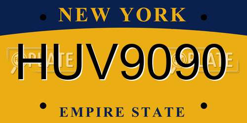 HUV9090 New York License Plate