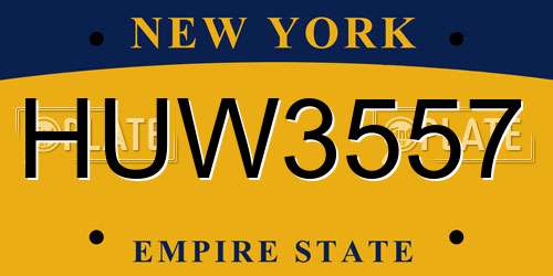 HUW3557 New York License Plate