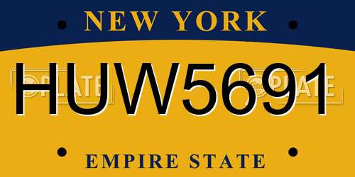 HUW5691 New York License Plate