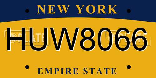 HUW8066 New York License Plate