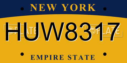 HUW8317 New York License Plate