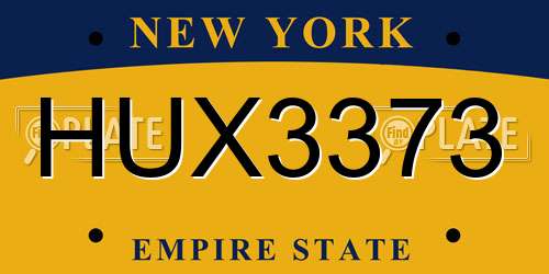 HUX3373 New York License Plate