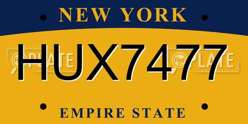 HUX7477 New York License Plate