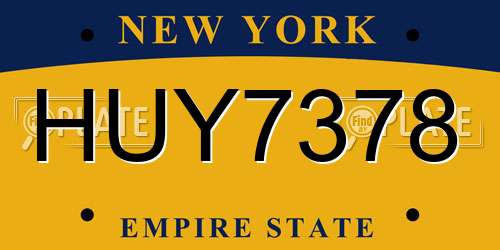 HUY7378 New York License Plate