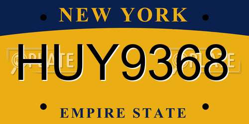 HUY9368 New York License Plate