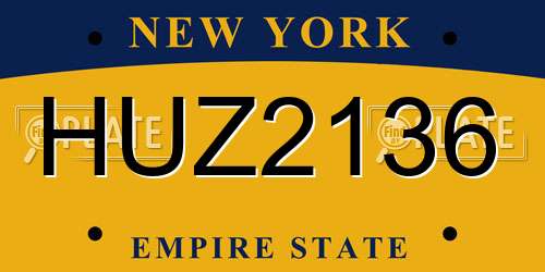 HUZ2136 New York License Plate