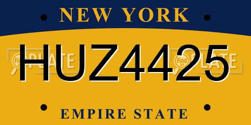 HUZ4425 New York License Plate
