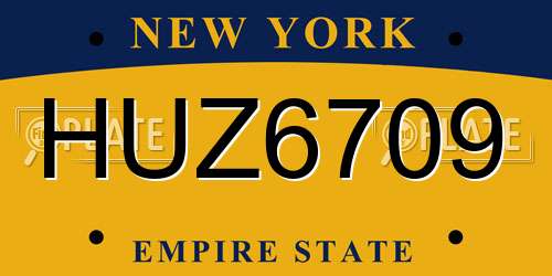 HUZ6709 New York License Plate