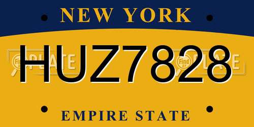 HUZ7828 New York License Plate