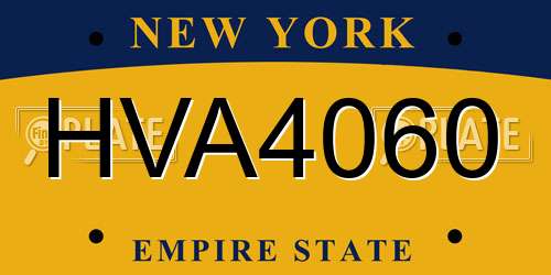 HVA4060 New York License Plate