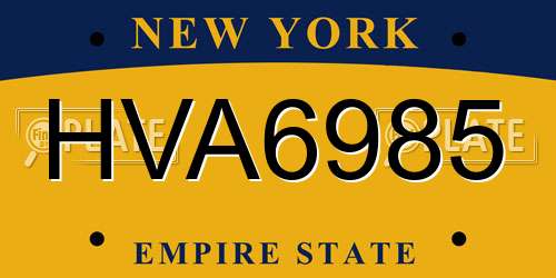 HVA6985 New York License Plate