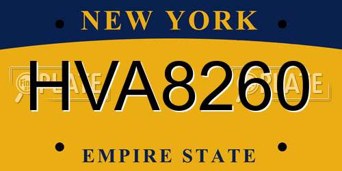 HVA8260 New York License Plate