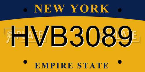 HVB3089 New York License Plate