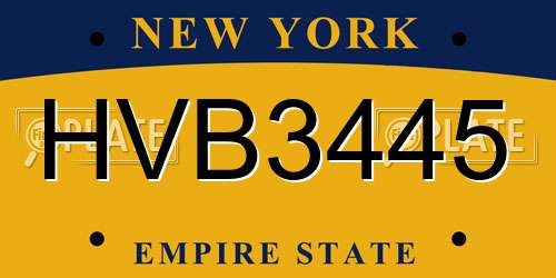 HVB3445 New York License Plate