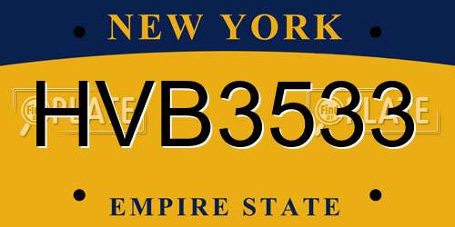 HVB3533 New York License Plate