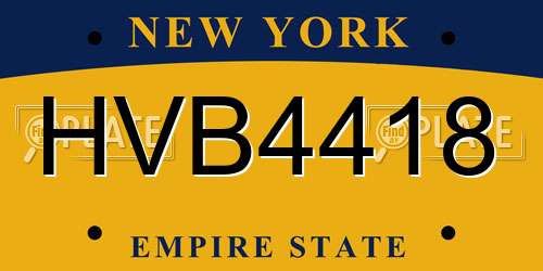 HVB4418 New York License Plate