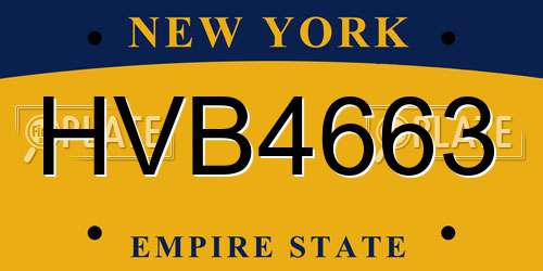 HVB4663 New York License Plate