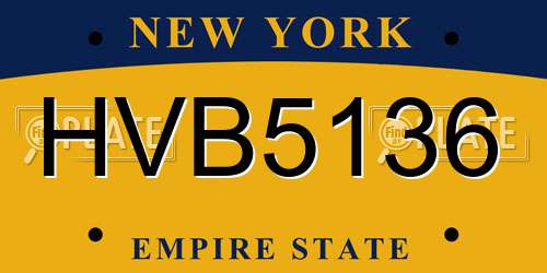 HVB5136 New York License Plate