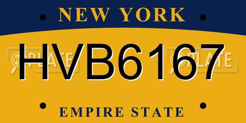 HVB6167 New York License Plate