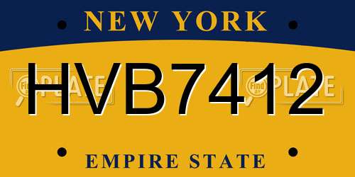 HVB7412 New York License Plate