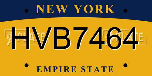 HVB7464 New York License Plate