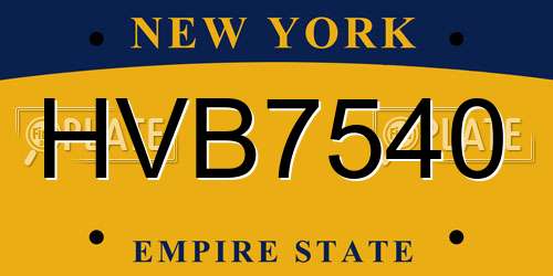 HVB7540 New York License Plate