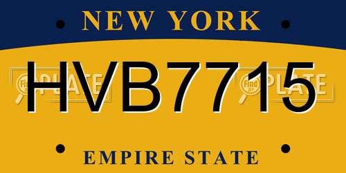 HVB7715 New York License Plate