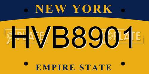 HVB8901 New York License Plate