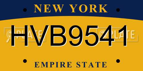 HVB9541 New York License Plate