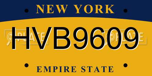 HVB9609 New York License Plate