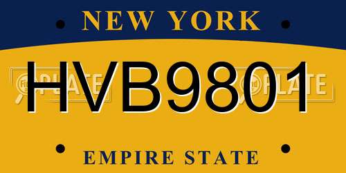 HVB9801 New York License Plate