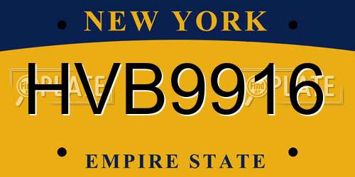 HVB9916 New York License Plate