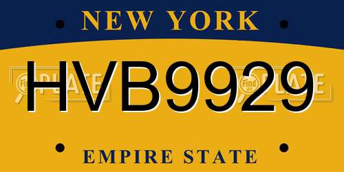 HVB9929 New York License Plate