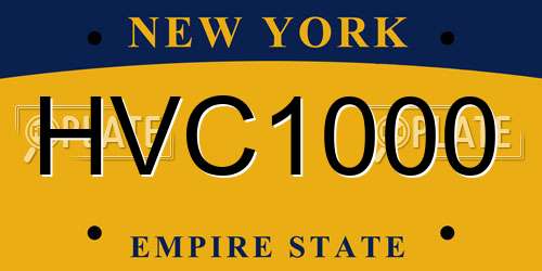 HVC1000 New York License Plate
