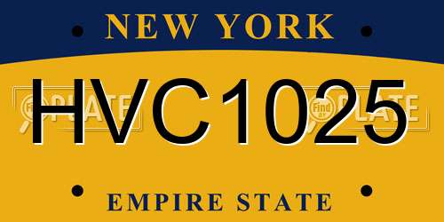 HVC1025 New York License Plate