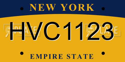 HVC1123 New York License Plate