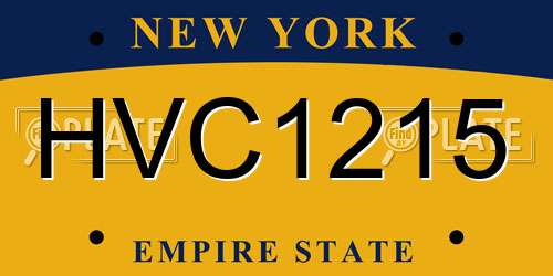 HVC1215 New York License Plate