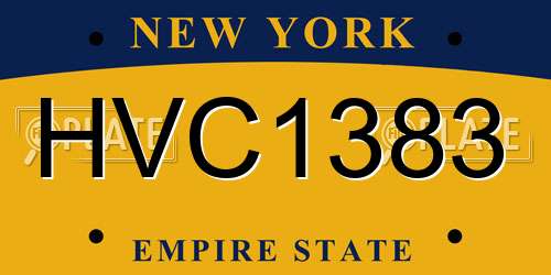 HVC1383 New York License Plate
