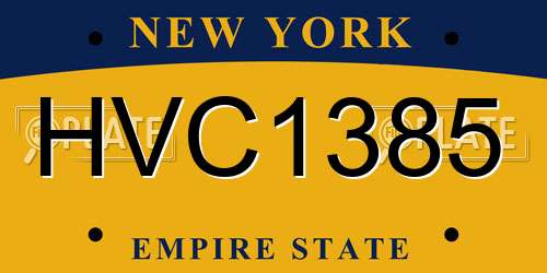 HVC1385 New York License Plate