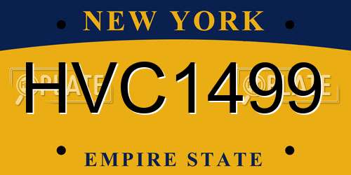 HVC1499 New York License Plate