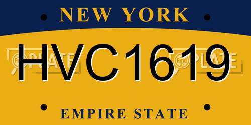 HVC1619 New York License Plate