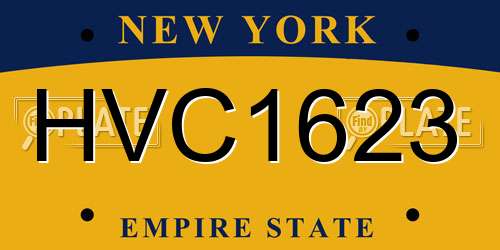 HVC1623 New York License Plate