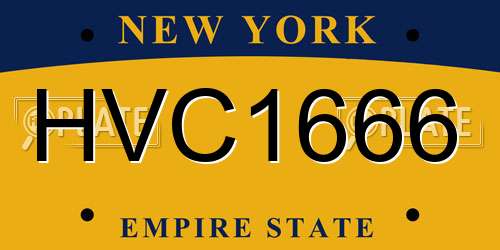 HVC1666 New York License Plate