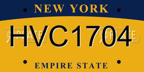 HVC1704 New York License Plate