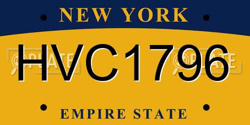 HVC1796 New York License Plate