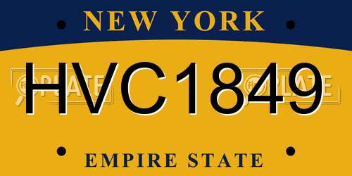 HVC1849 New York License Plate