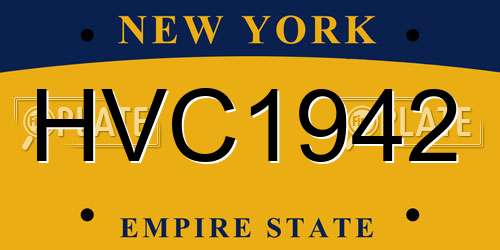HVC1942 New York License Plate