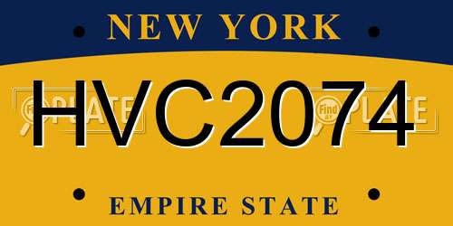 HVC2074 New York License Plate