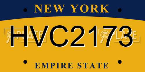 HVC2173 New York License Plate