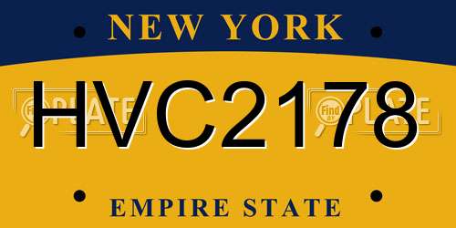 HVC2178 New York License Plate